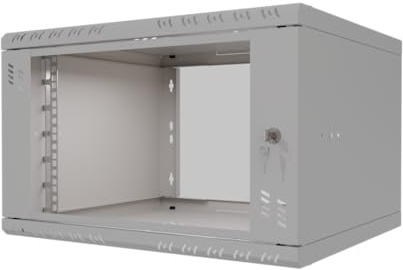 Stalflex Standard 6U 450 mm (19 tum) rackskåp – kraftigt stål – rack och skåp för nätverksutrustning, rackskåp, kompatibel med hylla – glasdörr