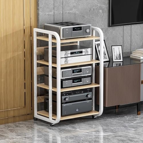 Blazea HiFi Rack Audiokomponenten-Schrankmöbel, 4-/5-stöckiges Audio-/Video-Aufbewahrungs-Eckregal, AV-Medienständer für Plattenspieler, DVD, Hi-Fi, Lautsprecher(90cm(35 3/8)- 4 Tier)
