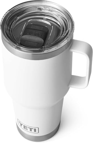 YETI Rambler Travel Mug, Stainless Steel Vacuum Insulated Mug with Stronghold Lid, White, 30 oz (887 ml)