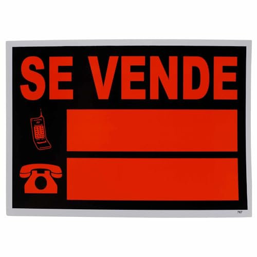 TECHZOCO Cartel Se Vende, Cartel Vendo piso, Panel Se vende Local, PVC Resistente, Reflectante, Apto para lugares públicos, zonas de exterior y obras, Tamaño 50 x 35 cm