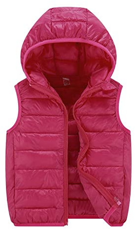 Weste Kinder Jungen Mädchen mit Kapuze Ärmellose Leichte Daunenweste Steppweste Winter Outdoor Winddicht Warm Jacke Weste Pufferweste mit Taschen Kapuzenweste Übergangsweste Geeignet von 3-15 Jahre