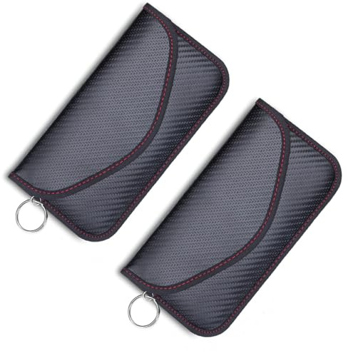 YqsIbth Faraday Pouch for Car Keys, 2 Pack Large Car Key Signal Blocker, Car Keys Safe Protector Car Key Signal Blocker Pouch Faraday Bag for Keyless Cars(Black)