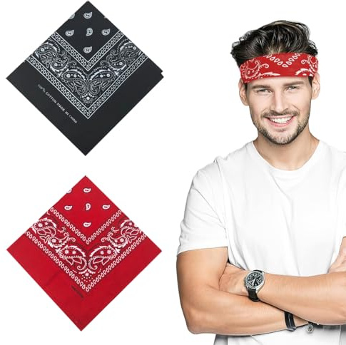 QOMJUFA 2 Stück Klassischer Hijab, Rote und schwarze Haarbänder, Haarband Hijab, Buntes Taschentuch Hijab, Taschentuch Schal Hijab