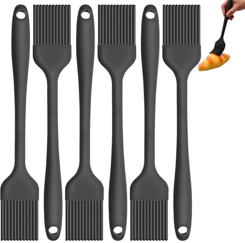 6 Stück Silikonpinsel Backpinsel Küche, 21cm Grillpinsel Basting Gebäckbürste, Hitzebeständig Silikon Pinsel Backen, Küchenpinsel Ölpinsel, Kochpinsel für Backen Kochen Grillen