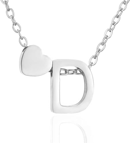 AFSTALR Herz Kette mit Buchstaben Anhänger Halskette mit Buchstabe, Damen Initial Alphabet A-Z Edelstahl Gold/Silber Ketten Verstellbar, Personalisierte Schmuck Geschenke für Frauen