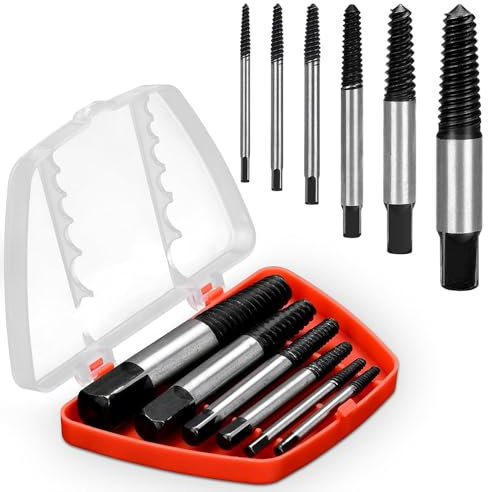 6 Pcs Screw Extractor Set, Damaged Screw Extractor Set, Easy Out Bolt Extractor Set for Removing Broken Bolts and Stripped Screws