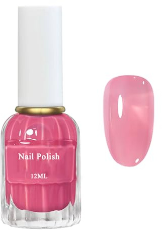 Jelly Rosa Wasserbasierte Schnelltrocknender Einfarbiger Nagellack - Transparent Nail Polish Quick Dry & langanhaltend - Pink Regular Nagellack für Frauen Mädchen (Transparent Rosa, 12ML)