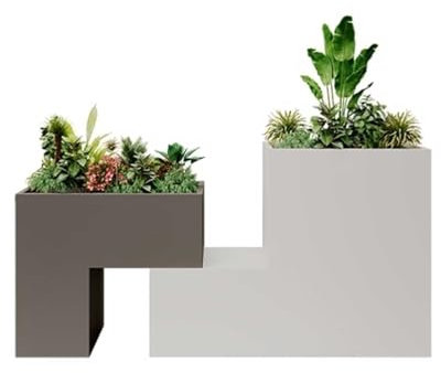 WANGHAI-666 Flowerbox with Bench Outdoor Iron Flower Box Seat Garden Park Leisure Area Sitting Bench Planter Geometric Puzzle Designs Bench with Planter(Medium)