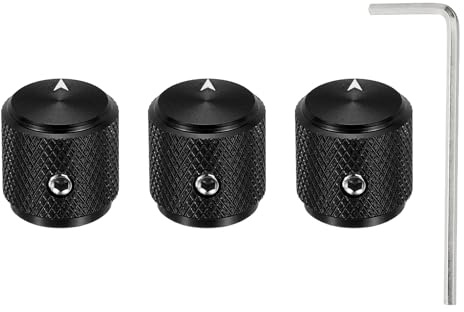 QUARKZMAN 3 Stück Aluminium Potentiometer Drehknopf,1/4 (6mm) Universelle Lautstärke Tonregler Knöpfe mit Pfeilindikator für Gitarre 1/2 Schwarz