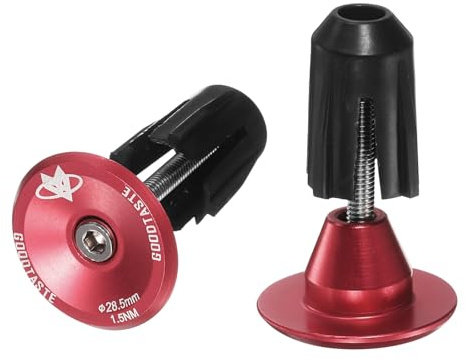 sourcing map Bar End Plugs Aluminum Handlebar End Caps Bike Plugs Expanding Locking for MTB Road BMX Fixed Gear Bike, Red