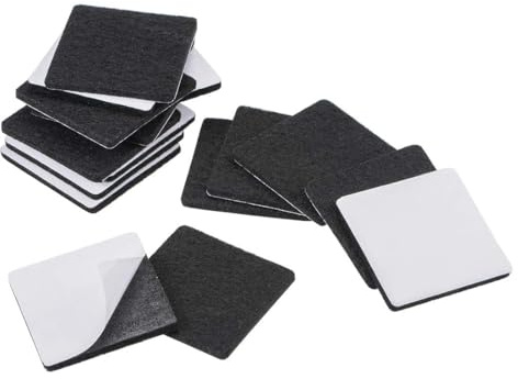 TA-VIGOR 16 Square Felt Furniture Pads 40mm x 40mm Self Adhesive Floor Protectors 3mm Thick for Furniture Feet Chair Legs Hardwood Tile Black