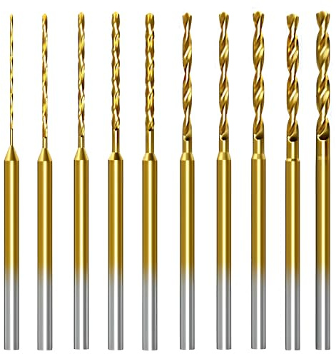 10Pcs Micro Drill Bits for Dremel Rotary Tool, 0.6mm-2.2mm HSS Small Mini Twist Drill Bit Set with 2.35mm Shank, Precision Tiny Drill Bits for Jewelry Making, Resin, Wood, Amber, Beeswax & DIY Crafts