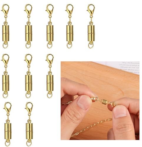 10 PCS Magnetic Necklace Clasps,Magnetic Necklace Fasteners Jewellery Bracelet Clasps,Gold Closures Magnetic Jewelry Clasps Necklaces Fasteners,Chain Clasps Connector Locking Magnetic