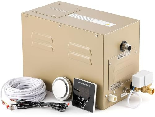 Generador de sauna de vapor de 4,5 kW, uso comercial doméstico, apto para sauna de 4,5 m³, ducha, baño, spa, con sistema de drenaje automático, controlador táctil inteligente de 25 a 55 ℃
