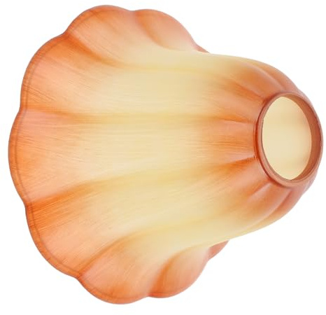 TOYANDONA Pantalla de Vidrio Forma de Campana Color Champán Tulipa de Repuesto para Lámparas de Salón Diseño Vintage con Rayas Luz Ambiental Cálida y