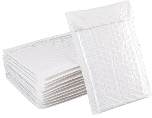 12PCS Poly Bubble Mailers Small Padded Envelopes,Self-Seal Padded Envelopes, Cushioning Protection Packaging,for Shipping Packaging Mailing Self Seal(White)