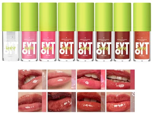 EONFAVE Lipgloss Set, 8 Farben Lip Oil Set, Hydrating Moisturiser Lip Gloss, Lippen Care Lippenöl, Intensiver Glanz und bis zu 12 Stunden Pflege, Lang Anhaltender Feuchtigkeit, Geleeartiger (8 Farben)