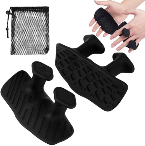 DiULi Protections de paume en silicone, paire avec sac de rangement, double points de préhension pour l'haltérophilie, la gym et l'entraînement de traction, poignées en caoutchouc antidérapantes pour