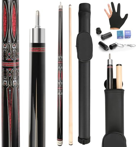 Kmise Pool-Queues, professioneller Billard-Queuestab mit Hartschalenkoffer, 147,3 cm, Ahorn-Queue-Stick-Set, Poolsticks für Erwachsene – perfekt für Heimspielzimmer, Bars und Billardhallen