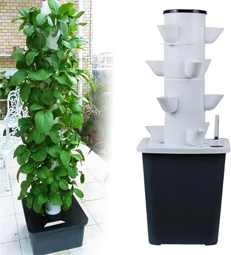 Giardino A Torre Idroponica Verticale con Serbatoio dell'Acqua da 10 Litri - Ideale per La Coltivazione di Erbe, Frutta, Verdura E Fiori - Include Pompa dell'Acqua, 20holes
