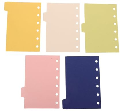 FUNOMOCYA 5 Separadores de Índice para Carpeta A7 con Pestañas, Material de Oficina Resistente, Separadores de Página para Organización en Reuniones y Cuadernos Escolares, Paquete