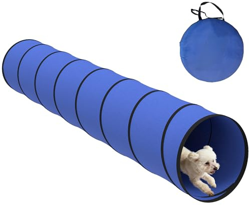 PawHut Hunde Agility Tunnel 300 x 50 cm Reißfester Hundetunnel mit 4 Bodenankern und Tragetasche Spieltunnel für kleine und mittelgroße Hunde Blau