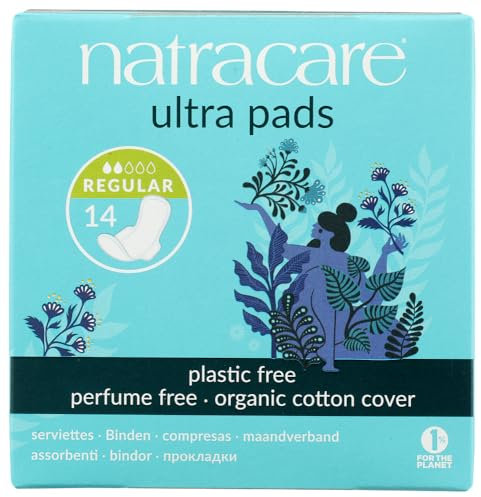 Natracare Natural Ultra Pads Regular with Wings, Organic Cotton Cover for Sensitive Skin | 14 x 3 Packs (42 Pads)