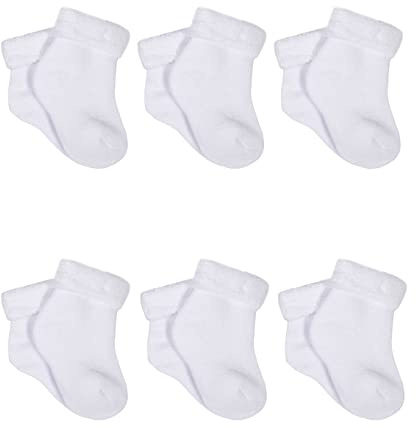 Gerber Baby 6-Pair Sock, white, 0-3 Months