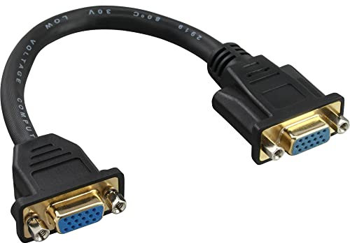 InLine 17302G VGA Adapterkabel, 15pol. VGA Buchse auf Buchse, zum Einbau, vergoldete Kontakte, 0,2m