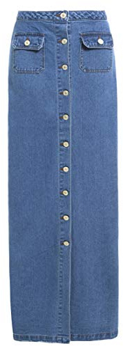 SS7 New Women's Denim Maxi Skirt, Denim Blue, Sizes 8 to 16