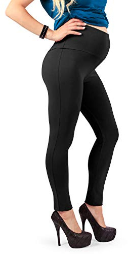MAMAJEANS Vienna - Leggins Donna Premaman in Cotone Felpato, Abito Invernale, Perfetta vestibilità, Abbigliamento per la Gravidanza - Made in Italy (IT 44-M, Nero)