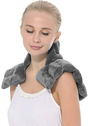 AROMA SEASON Kirschkernkissen Nacken und Schulter für Mikrowelle mit Duftaroma | Körnerkissen | Wärmekissen | Nackenkissen (grey)