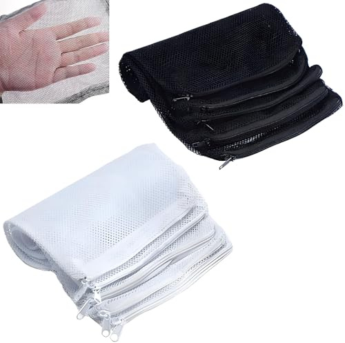 CESFONJER 20 Stücke Aquarium Filtertüten, Wiederverwendbare Filter Socken, Kordelzug Nylon Mesh Filter Medientasche für Aquarium Garten Teich, 15x20CM (Weiß und Schwarz)