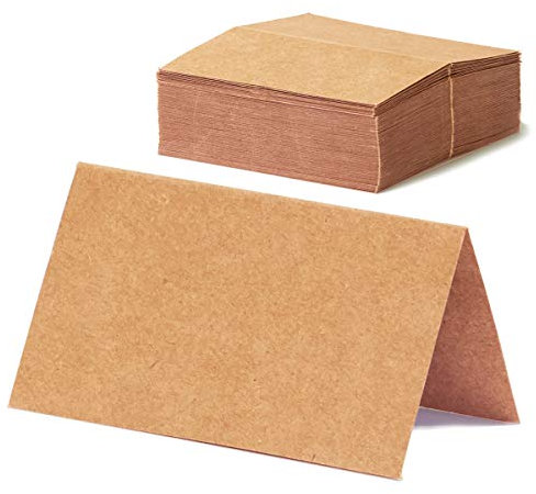 100 Kraft Place Cards for Weddings & Events - Blank Rustic Tent Cards