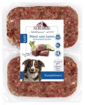 TACKENBERG Barf Menü mit Lammfleisch, Fenchel & Zucchini für Hunde - 28 x 500 g - leckeres Frostfleisch als Hundefutter in Premiumqualität - ohne Zuckerzusatz - Gefrierfutter