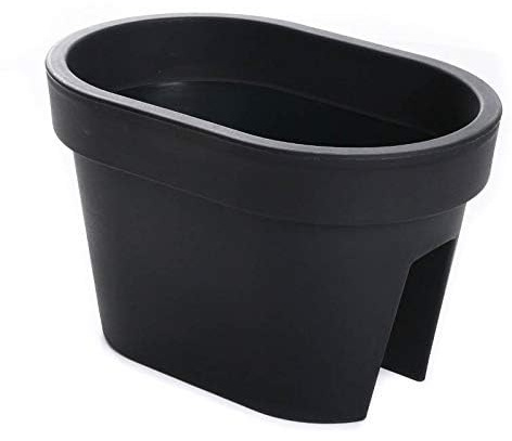 rg-vertrieb Blumentopf Balkonkasten Blumenkasten Geländerkasten Geländertopf Pflanztopf Railing Balkontopf 4 Farben (400 Anthrazit)