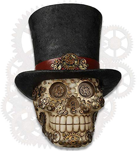 mtb more energy Deko Totenkopf ''Steampunk TickTock'' - Uhrwerk Zahnräder und Zylinder - Höhe ca 16 cm -Totenschädel Figur Dekoration
