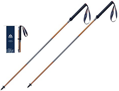 Faltbar Wanderstöcke Wandern Trekking Hiking Trekkingstöcke, Leichtgewichtige Walking Stöcke 7075 Aluminium Trekkingstöcke für Damen und Herren (Gold, 110cm/43.3inch)