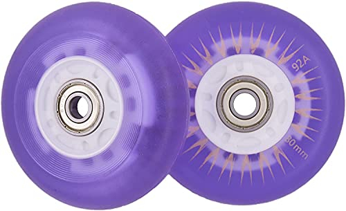 SSCYHT 4er-Pack leuchtende Inline-Skate-Rollen, LED-Roller-Rollen, LED-Blitz-Ersatzrad mit Kugellager für Kinder und Jugendliche,Lila,80mm