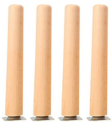 Holz Möbelfüße,Runde Massivholz ?Gerade Tischbeine Möbelfüsse Holz Möbelbeine Ersatz Möbelbeine Sofabeine für Sofa Schrank und Bett 4 Stück Holzfarbe (65cm)