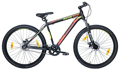 Ammaco Axxis Single Speed Bike Men Mountain Bike 650b 27.5 Wheel MTB Disc Brakes Front Suspension 19 Frame Black Red