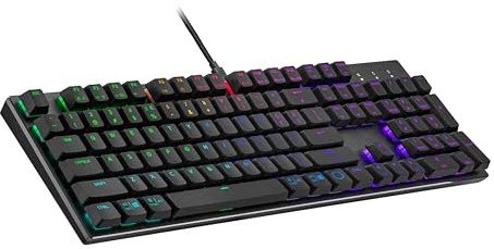 Cooler Master SK652 Space Gray Full Mechanical Low Profile Gaming Keyboard, Linear Red Switches, Customizable RGB, Ergonomic Design, USB-C Connectivity, Mac/Windows, QWERTY (SK-652-GKTR1-US)