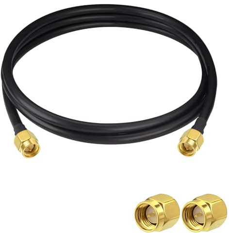 Vecys Cable de Extensión de Antena SMA Cable Pigtail SMA Macho a Macho RG58 de 6.5ft/2M para Red Inalámbrica WiFi 2G 3G 4G Antena Router GSM Bluetooth WLAN LAN