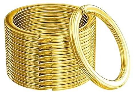 Rohans 10 Pcs 25 mm Metal Flat Split Key Ring Circular Keychain Hoops Keyring Loop Keyring Connector (Gold)