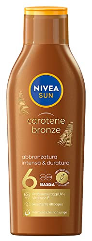 NIVEA SUN Carotene Bronze FP 6 Sonnenmilch 200 ml, Sonnencreme mit Schutz für eine goldene Haut, Bräunungscreme angereichert mit Carotin und Vitamin E