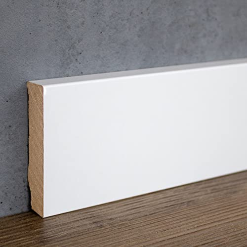 PROVISTON | plinthe MDF | bord carré | 16 x 70 x 2500 mm | MDF mélaminé | blanc | proche de la couleur RAL 9016 | plinthe MDF classique | 25 m