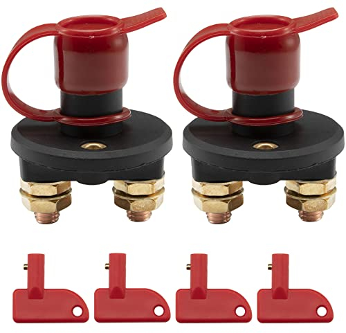 FanPaYY Staccabatteria Isolatore 12V / 24V, Universal Disconnect Battery Isolator Manopola Interruttore principale con chiave rimovibile per Auto Barca Camion Barche Camper (2 Pezzi)