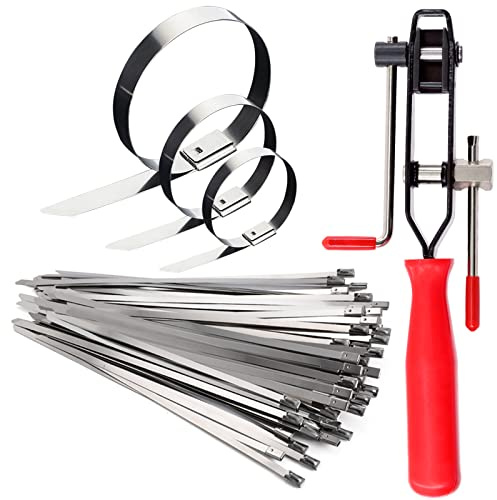 Keadic 37Pcs Automotive CV Boot Clamp Pliers with Ear Joint Banding Clamps, 304 Stainless Steel CV Joint Boot Clamps Band Hose Car Axle Pliers Tool for Most Cars