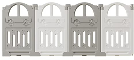 UBRAVOO Paneles de extensión de parque infantil de plástico para bebés y niños pequeños - 4 paneles EDP0001 (Gris + Blanco)