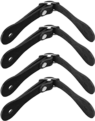 HOHXFYP 2 Paar Sporenriemen,Verstellbare Sporenriemen Aus Echtem Leder mit Metallschnalle,Handgefertigte Stiefelriemen f¨¹r Cowboystiefel,f¨¹r Das T?gliche Training,Schulwettbewerbe(L-Schwarz)